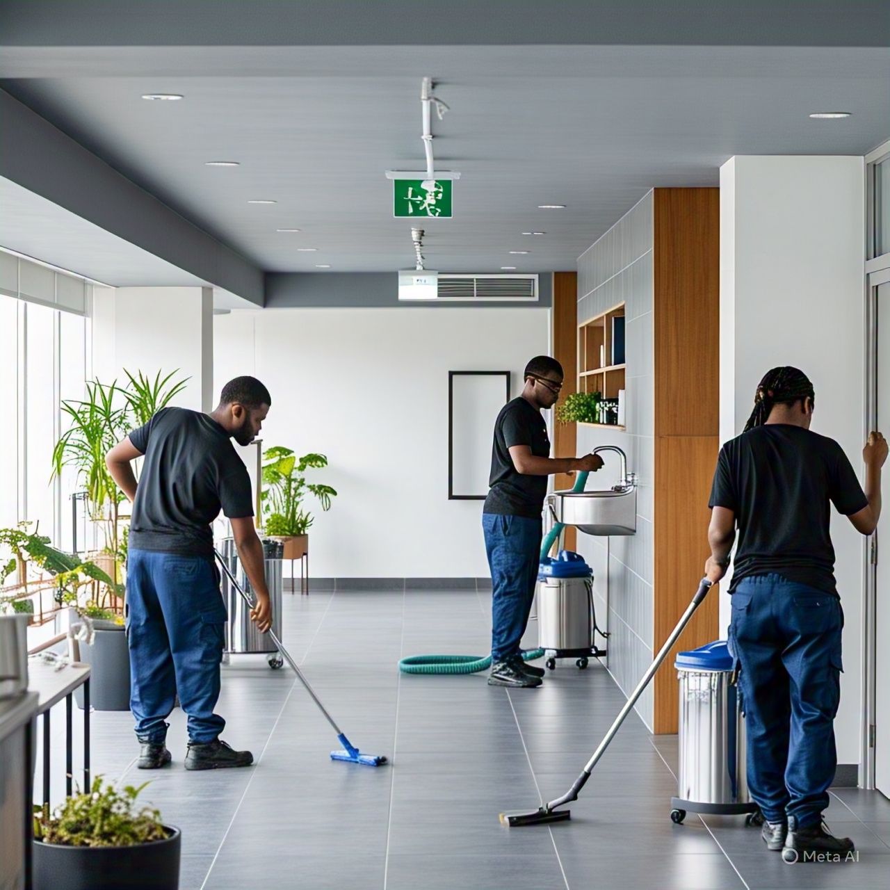 Cleaning professionals at work